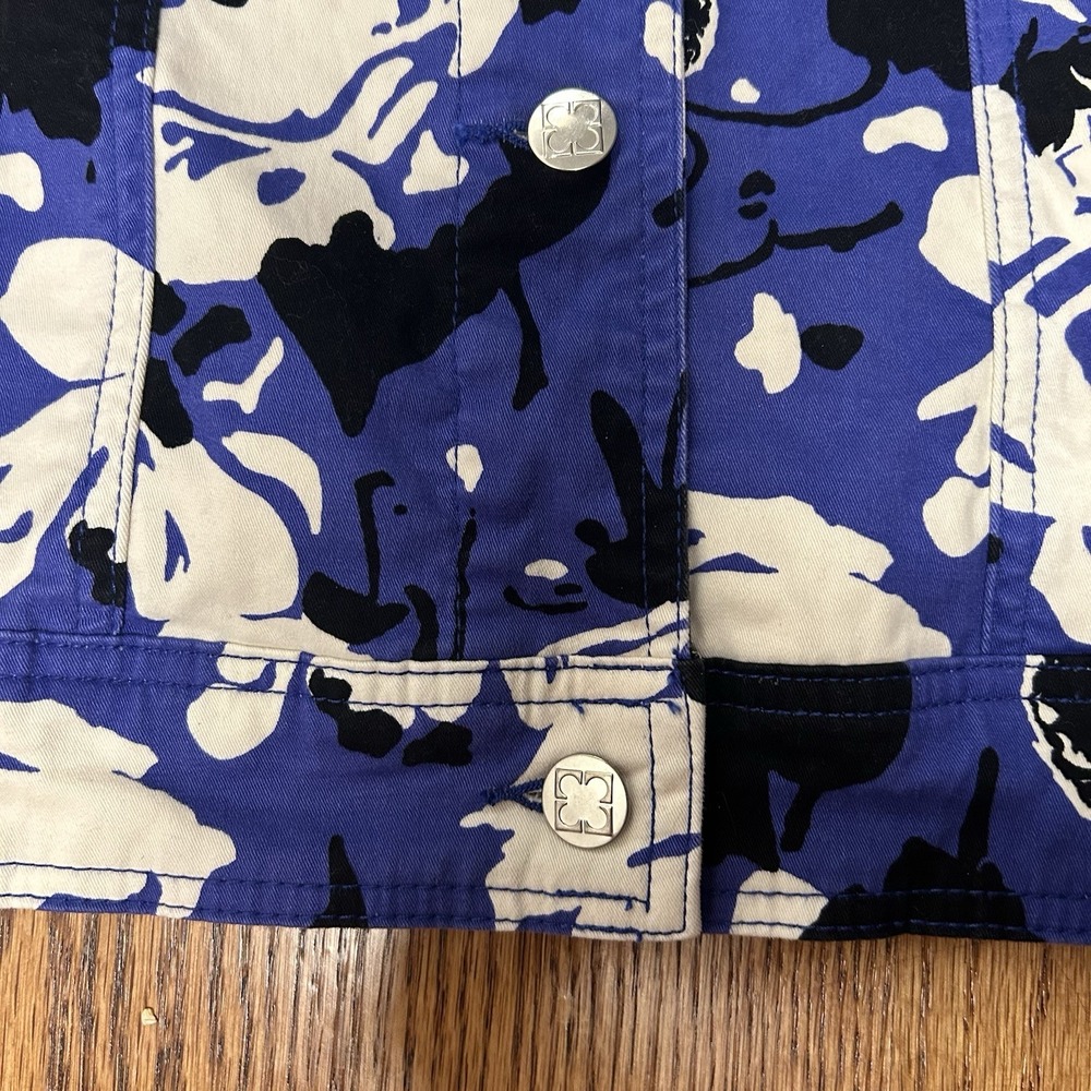 Liz Claiborne Women's Jacket Floral Purple Black White Buttons Packets Size 18 W - Picture 4 of 10